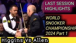 Mark Allen Vs John Higgins Last Session World Snooker Championship 2024 Highlights