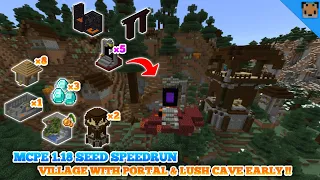 Minecraft pe 1.18 seed speedrun - Village & pillage with portal & lush caves early / lucky diamond !
