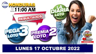Sorteo 11 AM Resultado Loto Honduras, La Diaria, Pega 3, Premia 2, LUNES 17 DE OCTUBRE 2022