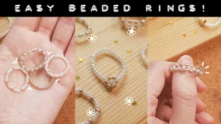 Easy DIY Beaded Rings | Minimal White & Gold Set for Beginners!