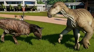 Jurassic World Evolution - Carnotaurus & Iguanodon Breakout & Fight! (1080p 60FPS)