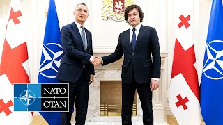 NATO Secretary General with the Prime Minister of Georgia 🇬🇪 Irakli Kobakhidze, 18 MAR 2024