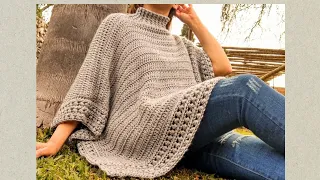 Poncho Gardenia crochet facil /Poncho mangas ganchillo/poncho Easy oversized