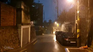 Seoul Heavy Rain Walk Soothes Your Night. Relaxing Sound for Sleep Study Meditation. White Noise.