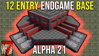 12 Entry EndGame Base | New Design for Alpha 21 | AFK Base | Blood Moon Horde | 7 Days to Die