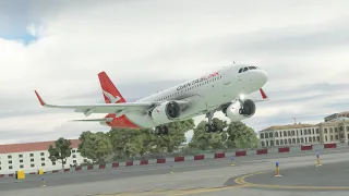 Impossible Landing!!! Go Around QANTAS AIRBUS A320 at Gibraltar Airport MFS2020