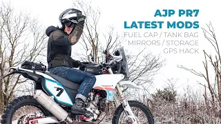 Latest mods to the AJP PR7 including fuel cap, tank bag, mirrors and storage