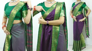 Cotton silk saree draping tutorial step by step | Sari draping guide in easy & simple step | Sari