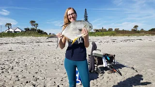 CATCHING PERMIT FROM THE BEACH | Surf Fishing Catch and Cook