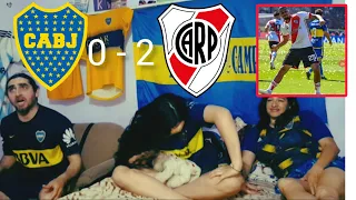 reacción de hinchas de boca al partido de BOCA contra RIVER PLATE resultado 0 - 2 😡