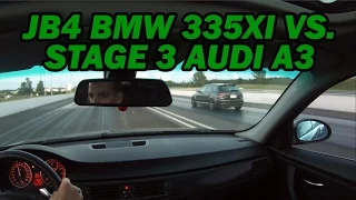 400HP BMW 335xi vs. 405HP Audi A3 (1/4 mile Drag Race)