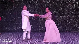 "Mesmerizing Sangeet Dance by Groom's Middle Aunt and Uncle: Such Elegance, Beauty, and Amazement!"