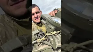 Ukraine soldiers mobilize toward the front on their British FV103 "Spartan"