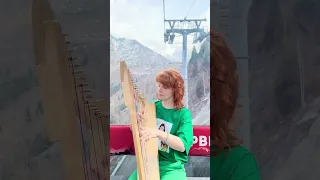 Harpist in the Cable Car. Inisheer, Irish Traditional Melody. Shymbulak, Kazakhstan. Кельтская арфа.