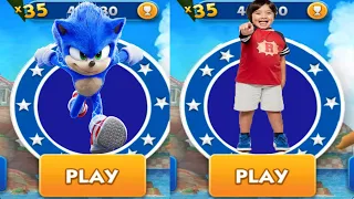 Sonic Dash vs Tag with Ryan - Movie Sonic vs All Bosses Eggman Zazz All 67 Characters Unlocked