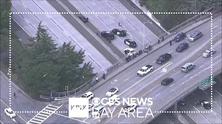 Raw video: Standoff blocks Highway 580 traffic in both directions