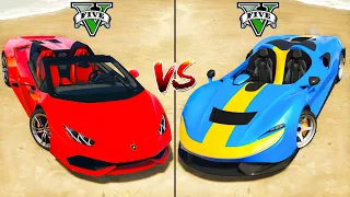 Lamborghini Huracan vs Mclaren Elva - GTA 5 Mods Which super car is best?