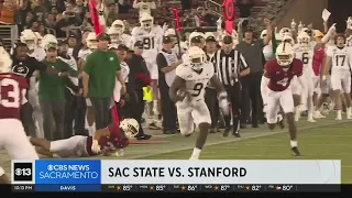 Sac State celebrates thrilling win over Stanford