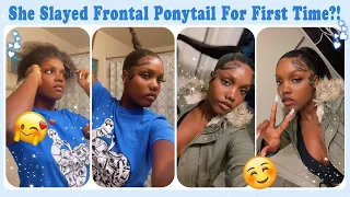 🤔First Time Trying Frontal Ponytail? Lace Frontal Install & Extended Pony Tutorial #Elfinhair