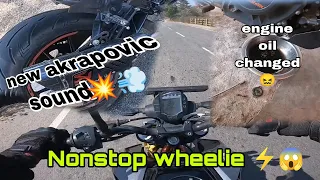 Nonstop wh33li ⚡| | new akrapovic sound 💥😱 || engine oil changed 😖 ||#motovlog #duke #explore