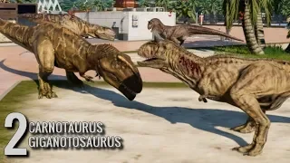 2 Carnotaurus & 2 Giganotosaurus Breakout & Fight! Jurassic World Evolution (1080p 60FPS)