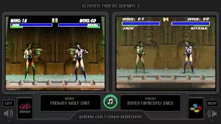 Ultimate Mortal Kombat 3 (Arcade vs SNES) All Stages Comparison (Side by Side)