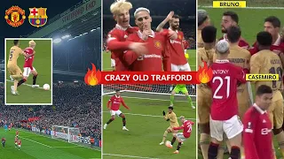 🔥Crazy Old Trafford Reactions to Antony Goal & Manchester United Beating Barcelona 2-1!