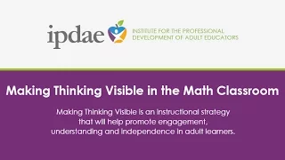 Making Thinking Visible in the Math Classroom - Webinar