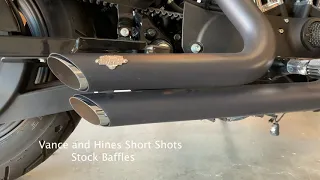 Vance and Hines Short Shots - stock baffles vs. quiet baffles