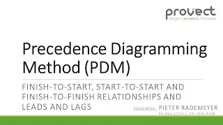 Precedence Diagramming Method (PDM) incl. Leads and Lags, FS, SS, FF