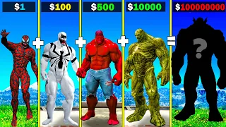 Fusing CARNAGE ANTI VENOM RED HULK and ABOMINATION into GOD SUPERHERO in GTA 5!