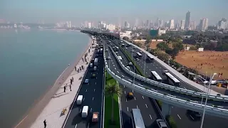 Mumbai Costal Road being built by MCGM from Maine Drive to Worli Bandra Sealink. full Graphics video