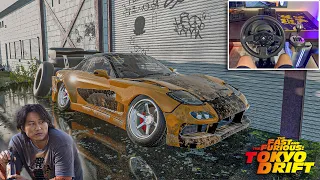 Rebuilding MAZDA RX7 (Han - Fast&Furious Tokyo Drift) - NFS Heat - Steering Wheel Gameplay