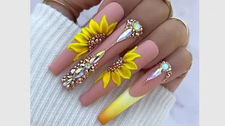 𝙎𝙪𝙣𝙛𝙡𝙤𝙬𝙚𝙧 3D Embossed Nail Art Tutorial