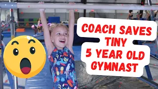 COACH SAVES 5 YEAR OLD GYMNAST FROM A COMPLETE BAR FAIL