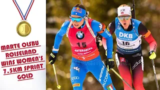 winter olympics: Biathlon: Marte Olsbu Røiseland wins women's 7.5km sprint gold.