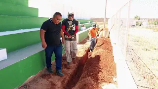 OBRAS EM RITMO ACELERADO: Prefeito Marcos Eron acompanha construção de Estádio Municipal de Futebol