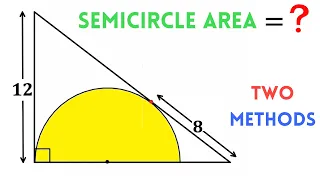 Geometry Puzzle | Find area of Yellow shaded semicircle inscribed in a right triangle