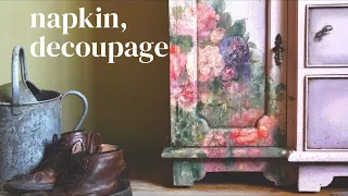 How to use paper napkins as decoupage furniture flip