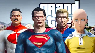 SUPERMAN vs SAITAMA vs HOMELANDER vs OMNI-MAN | EPIC BATTLE ( GTA V MODS )