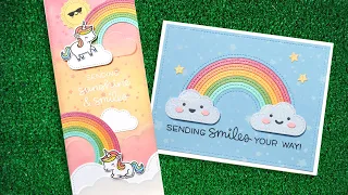 Stitched Rainbow + 2 cards from start to finish