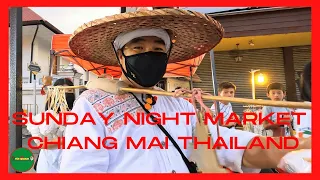 Sunday Night Market Chiang Mai Thailand | Walking tour - 14 Aug 2022