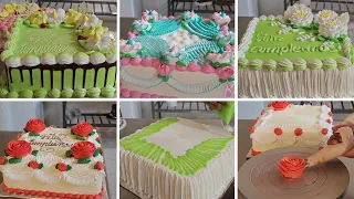 Como decorar pasteles cuadrados sencillo y fácil con chocolate y flores en crema