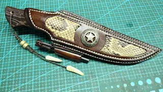 Leather scabbard for Ranger knife. Ножны из кожи для ножа Рейнджер