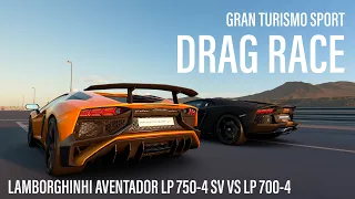 Gran Turismo Sport: Lamborghini Aventador LP 750-4 SV vs LP 700-4 Drag Race & Brake Test