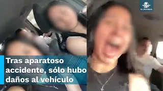 Por ir grabando un TikTok, jóvenes sufren accidente carretero