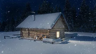 Blizzard at a Forest Log Cabin┇Howling Wind & Blowing Snow┇Sounds for Sleep, Study & Relaxation