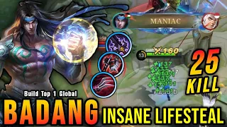 Almost SAVAGE!! 25 Kills Badang LifeSteal Build is Broken!! - Build Top 1 Global Badang ~ MLBB