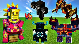 Barako The Sun Chief Vs Minecraft Bosses - Ignis & Netherite Monstrosity & Warden & Wither