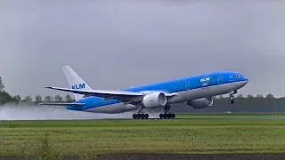 12+ Minutes of Plane spotting at Schiphol airport | Wet Take-off's